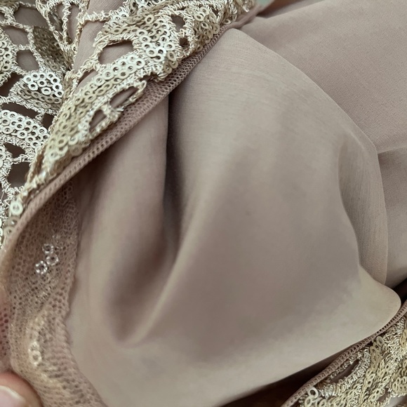 Aidan Mattox Rose Gold Mini Sequin Lace Mesh Cocktail Party Evening Dress 12 - Picture 9 of 16